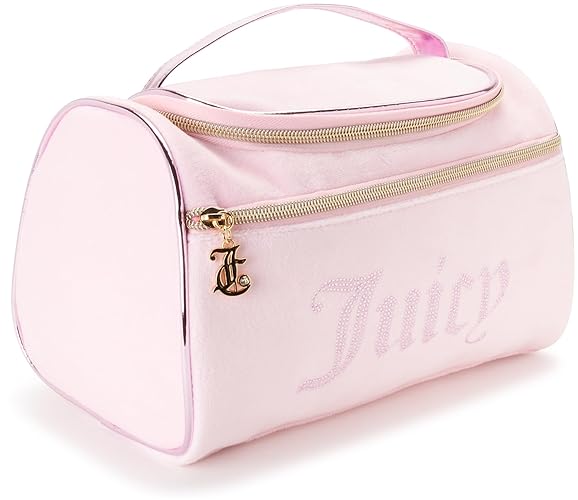 Juicy Couture Women's Cosmetics Bag - Hanging Travel Makeup and Toiletries Small Duffel Bag, Pink - Pink