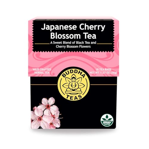 Buddha Teas Japanese Cherry Blossom Tea - OU Kosher, 18 Bleach-Free Tea Bags