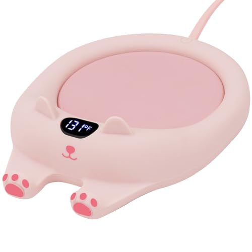 PUSEE Mug Warmer,Coffee Warmer for Desk Coffee Cup Auto Shut Off,Smart Candle with 3 Temp Settings,Electric Beverage Plate Coffee,Cocoa,Tea,Water and Milk (Not Include Cup),Adorable Pink - Warmer - Adorable Pink