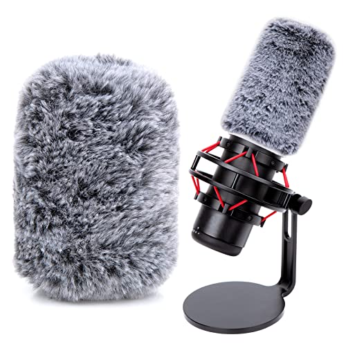 YOUSHARES QuadCast Microphone Windscreen, Furry Wind Cover Microphone Wind Shield Compatible with HyperX QuadCast Mic and HyperX QuadCast S microfono for Filter Ambient and Breathing Winds - Furry