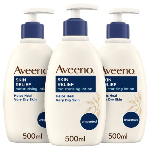 Aveeno Skin Relief Moisturising Body Lotion Bundle, Shea Butter, Brown, 3 x 500 ml