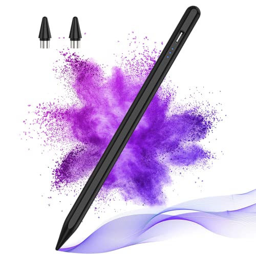 Stylus Pen for Android Touch Screens,Stylus Pencil for Tablet,Tablet Stylus Compatible Samsung/HuaWei/Tablet/Phone,Capacitive Pen with 2 Replacement Tips,Tablet Pencil with Palm Rejection,Black - Black