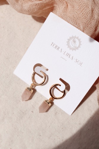 Nyx | Rose quartz point huggies | Default Title