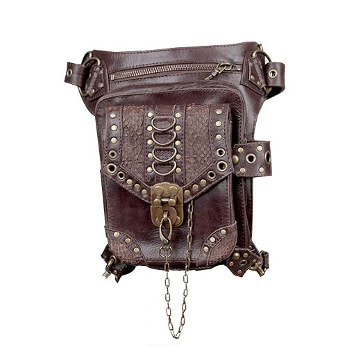 Haobing PU Leather Vintage Crossbody Shoulder Bag Steampunk Waist Packs Bag Drop Leg Bag Gothic (Light Brown, One Size)