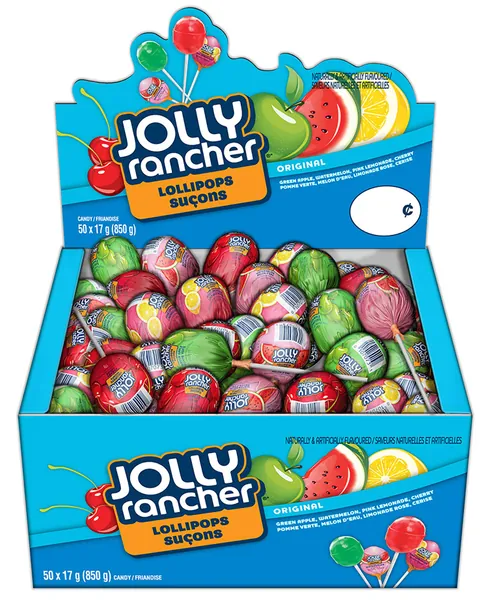 JOLLY RANCHER Bulk Candy Lollipops Assortment, Assorted Candy to Share, Bulk Candy, 850 Gram (50 Count) - Online Exclusive