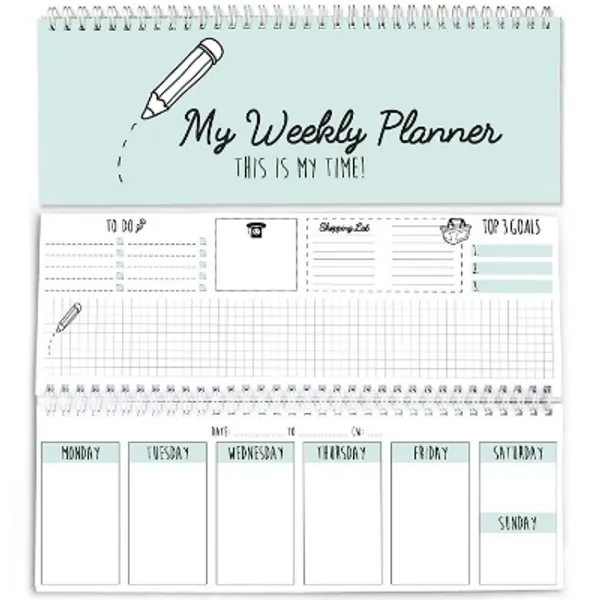 CUPCAKES  KISSES Weekly Desk Calendar  Daily Planner: Blank Spiral One Year Calendars - Appointment Log Book Shopping List and Graph Paper Project Diary Journal Notebook for Students Teachers