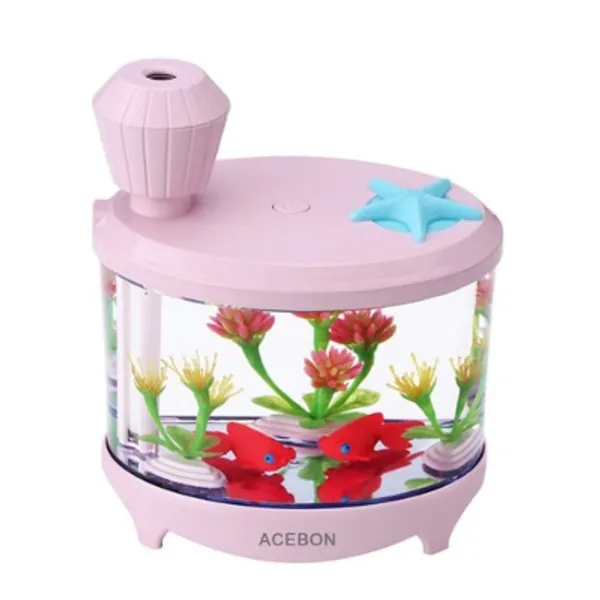 ACEBON Portable Mini Humidifier, 460ml Cool Mist Small Humidifier, USB Quiet Operation Desktop Humidifiers for Baby Bedroom Travel Office Home, 2 Mist Modes and Auto Shut-Off (Pink)
