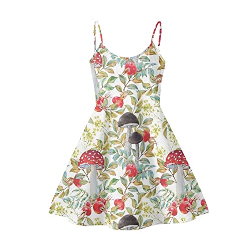 Belidome Novelty Spaghetti Strap Dress Women Casual Sundress Beachwear Sexy Party Club Dresses - Small - Mushroom-2