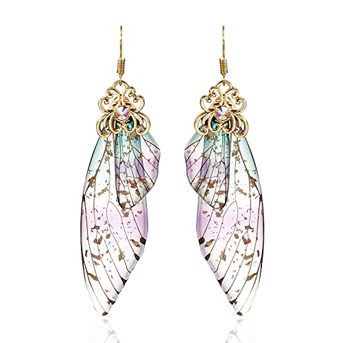 BELLA-Bee Butterfly Wing Drop Dangle Earrings Gold Plated Crystal Rhinestone for women girls wedding Jewelry - Color mixing-A