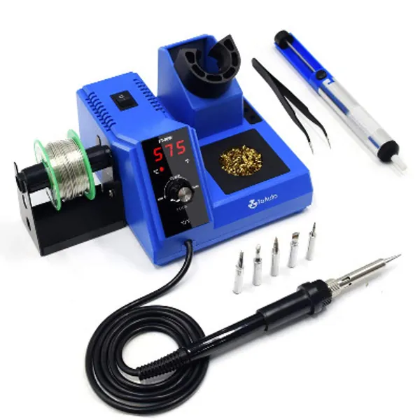 TOAUTO Soldering Station,80W Digital Solder Iron Station Kit with 176°F-896°F Temperature, C/F Func, Auto Standby Sleep, Temperature Lock,5 Extra Solder Tips, Solder Bracket, Solder Sucker(FT-80W)