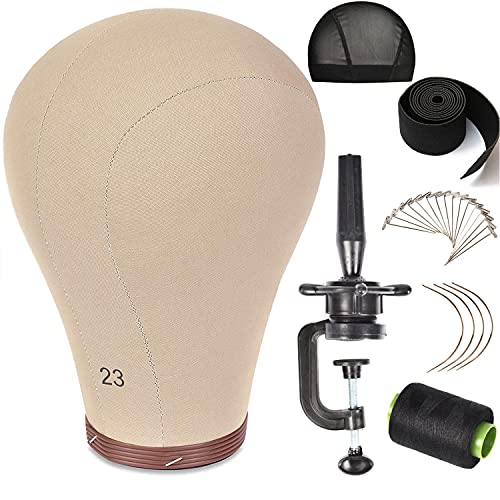 23 Inch Wig Head Cork Canvas Block Head Mannequin Head With Stand for Making Wigs (21’’-24’’INCH) - 23 inch