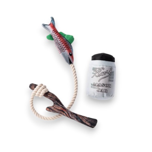 Fish & Mason Jar Plush Dog Toys