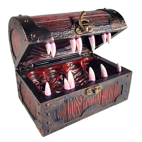 Forged Dice Co. Mimic Chest Dice Storage Box - Holds up to 35 DND Dice or 5 Polyhedral Dice Sets - Great DND Gifts for Men & Compatible with Dungeons & Dragons - Hand Painted