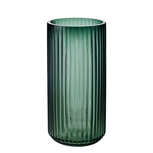 Hand Blown Glass Flower Vase - Green - Large