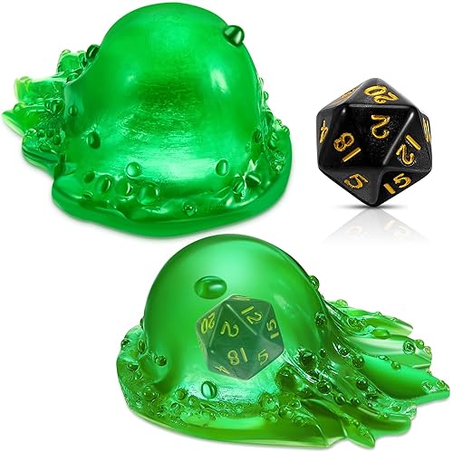 Deekin Harrycle Dice Jail Gelatinous Cube Dice Prison Resin Dice Cage Translucent Dice Storage Dice Container Dice Holder Dice Miniature Accessory for Table Game Party Gatherings Gifts(Green) - Green