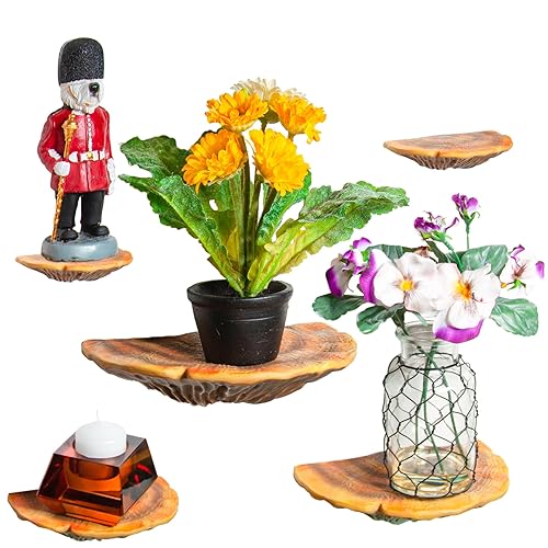 Wiosi 5-Piece Turkey Gill Mushroom Floating Shelves for Decorating Wall | Shelves for Room Wall | Perfect Floating Shelves for Room Decor | Leopard Gecko Tank Accessories - Gill Mushroom
