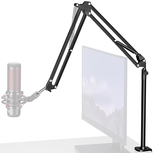 InnoGear Desk Mic Stand, 360° Rotatable Overhead Mic Boom Arm Microphone Stands High Riser for Blue Yeti Snowball HyperX QuadCast SoloCast Fifine Shure SM7B and Other Mics