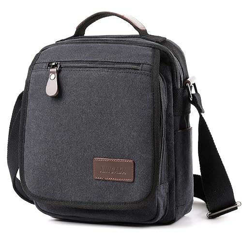 XINCADA Mens Bag Messenger Bag Canvas Shoulder Bags Travel Bag Man Purse Crossbody Bags for Work Business - Black
