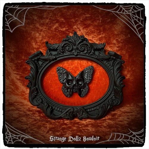 The Deadly Butterfly, Halloween edition, gothic home decor, skull frame, death moth, gothic wall art