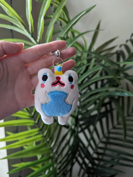 White Clown Frog Plushie Keychain