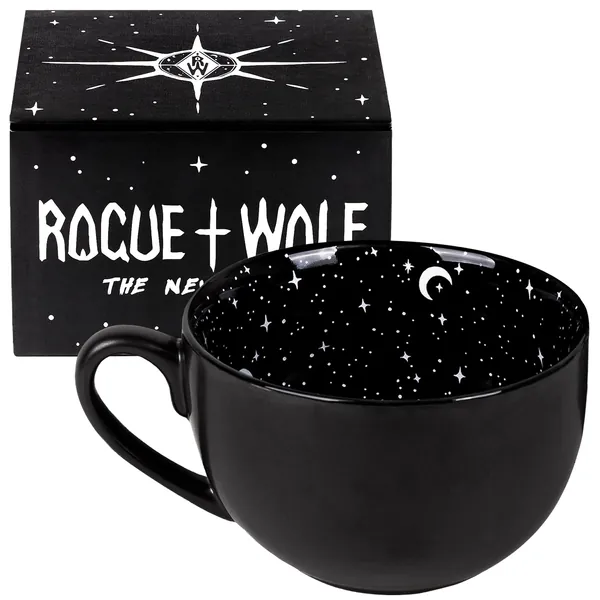 Midnight Coffee Large Witch Mug in Gift Box By Rogue + Wolf Halloween Decor Spooky Gifts Ghost Fall Mugs for Men Women Goth Witchy Novelty Porcelain Tea Cup Gothic Witchcraft Christmas - 17.6oz 500ml