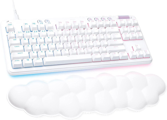 Logitech G713 Wired Gaming Keyboard with LIGHTSYNC RGB Lighting, Tactile Switches (GX Brown), and Keyboard Palm Rest, PC and Mac Compatible, White Mist