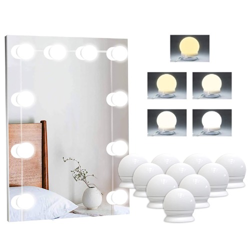 VIPMOON Vanity Mirror Lights, 5m USB Cable Hollywood Mirror Lights, 5 Lights Modes 3200K-6500K, 10 Dimmable Bulbs LED Makeup Light Adjustable 5 Brightness Modes