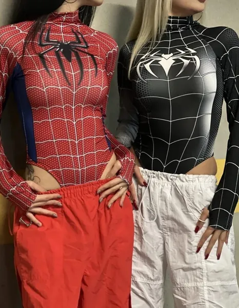 Spider women bodysuit / Black-Spider Snap-On Body -Red Spiderman Snap-On Body - Spider  Women&#39;s Body/ Spider Bodysuit / Thong bodysuit