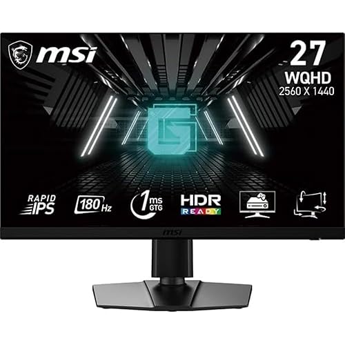 MSI G272QPF E2 27 Inch WQHD Gaming Monitor - 2560 x 1440 Rapid IPS Panel, 180 Hz / 1ms GtG, 125% sRGB colour gamut, Adaptive-Sync - DP 1.4a, HDMI 2.0b CEC - 27'' / WQHD - 180 Hz / IPS