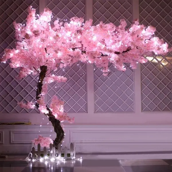 Tuklye Dense Artificial Cherry Blossom Trees, Gorgeous Pink Fake Sakura Flower Indoor Outdoor Home Office, Silk and Plastic Flower (1.6m/5.2Ft Extension 1m/3.3Ft)