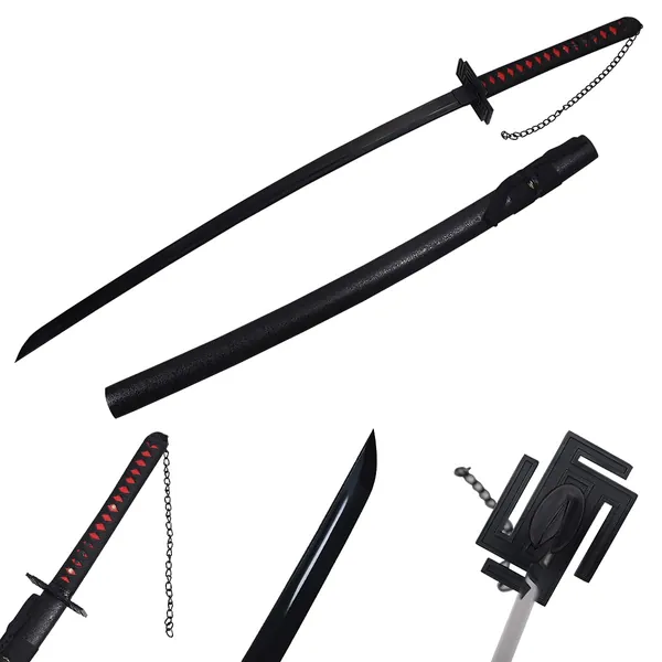 Kurosaki Ichigo Cosplay Japanese Samurai Sword Katana Shark 1065 Carbon Steel Black Blade Full Tang -