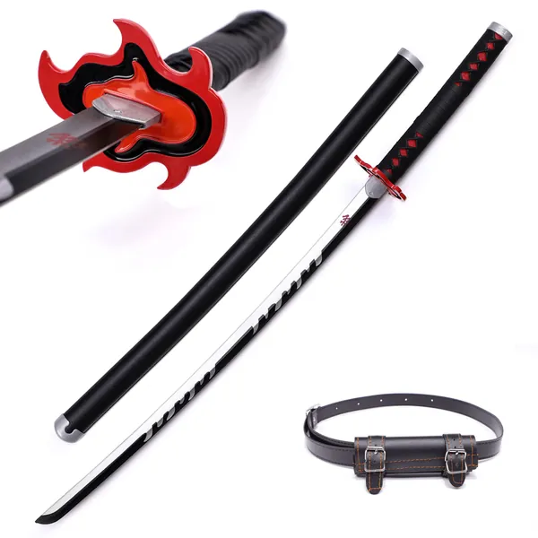 Hejiu Cosplay Anime Katana Sword, Demon Slayer Sword Real Metal, Stainless Steel, Rengoku/Tanjiro/Zenitsu/Inosuke Knights Multi-Style Exquisite Version - Kamado Tanjirou-2