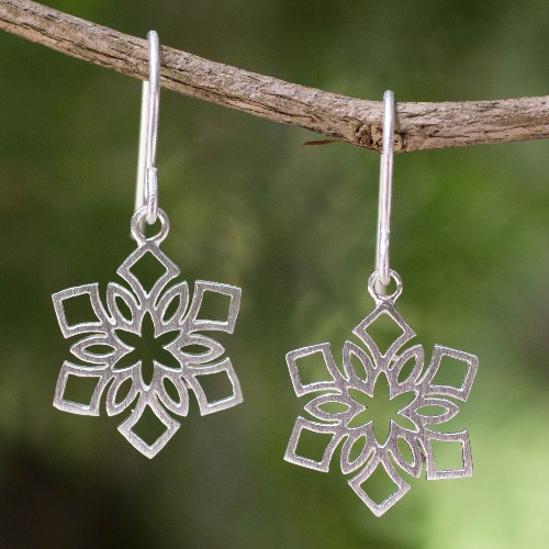 Blossoming Snowflakes Artisan Jewelry Women's Sterling Silver Earrings | Default Title