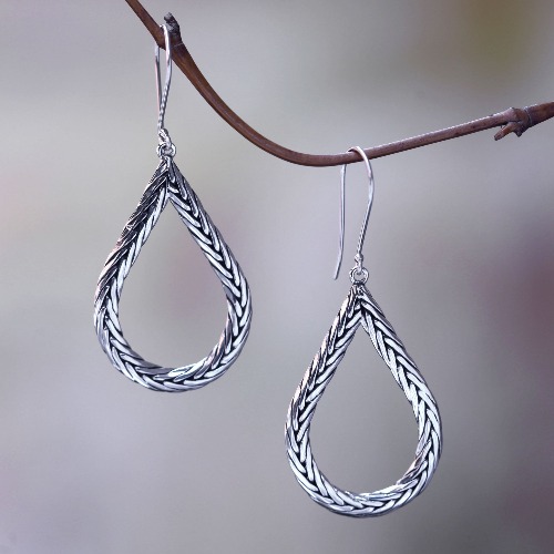 Braided Teardrop Modern Artisan Crafted Bali Sterling Silver Earrings | Default Title