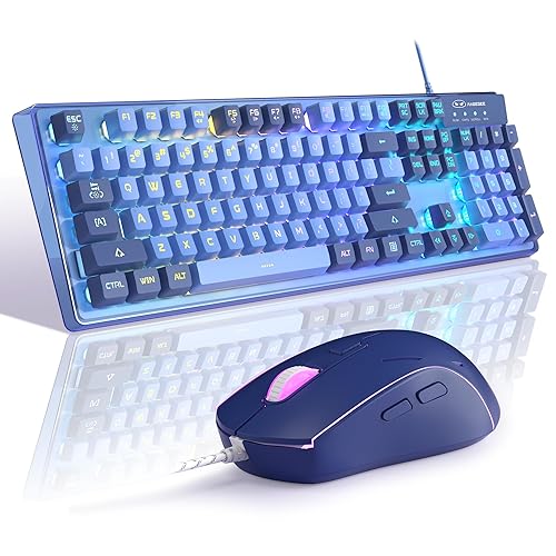 MageGee Gaming Keyboard and Mouse Combo, K1 RGB LED Backlit Keyboard with 104 Key Computer PC Gaming Keyboard for PC/Laptop (Blue) - Dark Blue