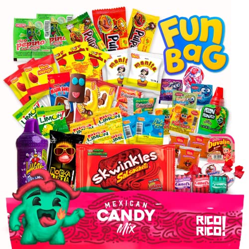 RICO RICO Mexican Candy 100 pcs - Dulces Mexicanos Surtidos, Mexican Snacks, Mexican Candies, Sweet and Spicy Candy Assortment Mix by RICO RICO - 100 Piece Set - Bag