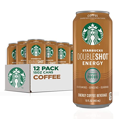 Starbucks RTD Energy Drink, Doubleshot Energy Drink, Coffee, Guarana, Vitamin B, Ginseng, 15 oz Cans (12 Pack) - Coffee - 15 Fl Oz (Pack of 12)