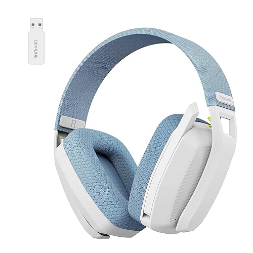 BINNUNE 2.4GHz Wireless Gaming Headset with Mic for PS5, PS4, PC, Mac, Bluetooth Gaming Headset with Flip Microphone, Gaming Headphones for Laptop Computer, Blue & White - Blue/White