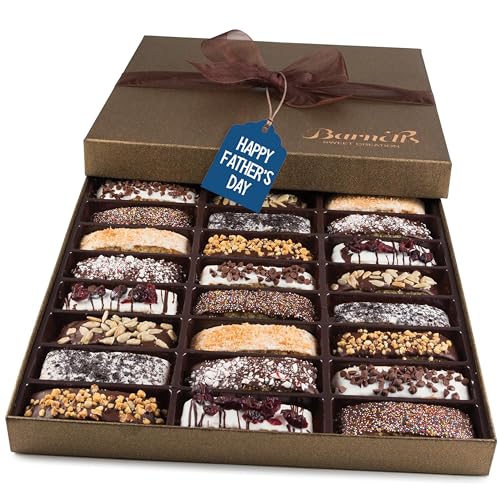 Fathers Day Gift Basket, 24 Gourmet Biscotti, Chocolate Candy Cookie Gift Box, Prime Gifts for Dad Son Grandpa Men, Father’s Snack Food Delivery Ideas, Assorted Cookies Baskets - Chocolate - 24 Count (Pack of 1)