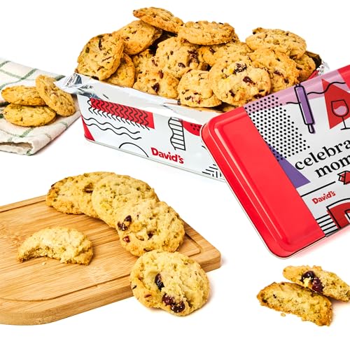David's Cookies Celebrate Moms Cranberry Pistachio Biscuits Sweet Sampler Tin - Irresistible Crunch, Snacks And Bakery Treats - Ideal for Snacking And Gifting - Gourmet Mother's Day Food Gift 9.3oz - 9.3oz Celebrate Moms Tin