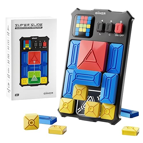 GiiKER Super Slide Puzzle Games, Original 500+ Challenges Brain Teaser Puzzle, Toys for Kids Teens, Travel Games Birthday Gifts Easter Basket Stuffers for Boys Girls, Activities for Road Trips - Black