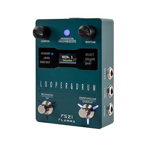 FLAMMA FS21 Stereo Guitar Looper Pedal & Drum Machine 2-in-1 with160 Minutes Loop Recording Capacity 100 Drum Grooves 10 Metronome Support Software Editing - FS21 Drum Loop