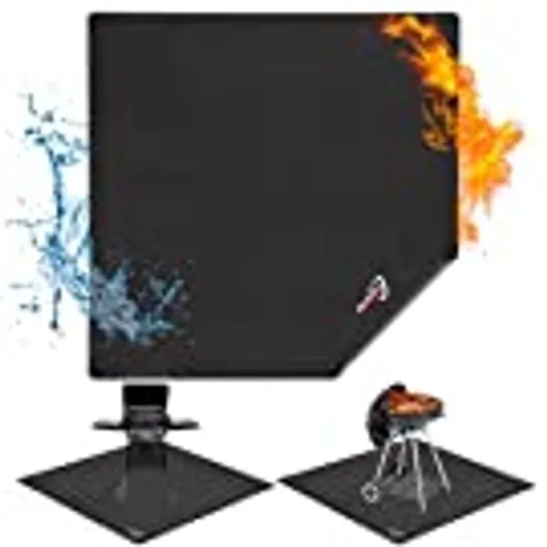 40" Square Fire Pit Mat Under Grill Mat,DocSafe Fireproof Mat 4 Layers Fire Pit Pad Protect for Deck Patio Grass Outdoor Wood Burning Fire Pit and BBQ Smoker,Portable Reusable and Waterproof,Black