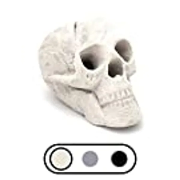 OSKER Ceramic Fireproof Fire Pit Skull Log for Bonfire, Campfire, Fireplace, Firepit | Halloween Decor | for Gas, Propane, or Wood Fires | 9 Inch - Light Beige