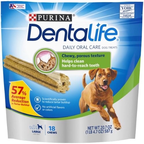 Purina DentaLife Made in USA Facilities Large Dog Dental Chews, Daily - 18 ct. Pouch - 18 Treats Total