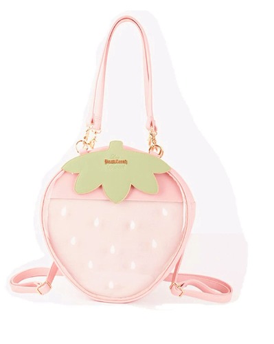Ita Bag Strawberry Fruit Shoulder Bag Satchel Backpack Casual Daypack-Kawaii DIY Cosplay Strawberry Daypack (Pink) - Pink