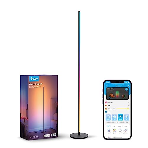 Govee LED Floor Lamp, RGBIC Corner Floor Lamp Works with Alexa Google Assistant, 16 Million Colours & 58 Scenes Mood Light for Living Room, Bedroom - Black