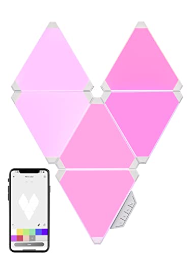 Cololight Led Triangle Lights, 6-Light Panels, Gaming Room Decor, Music Sync Smart Lights Compatible with Google&Alexa, Led Light Panels with 6 Connection Slots, RGB Lamp for Wall (Starter kit-6pk) - starter kit-6pk