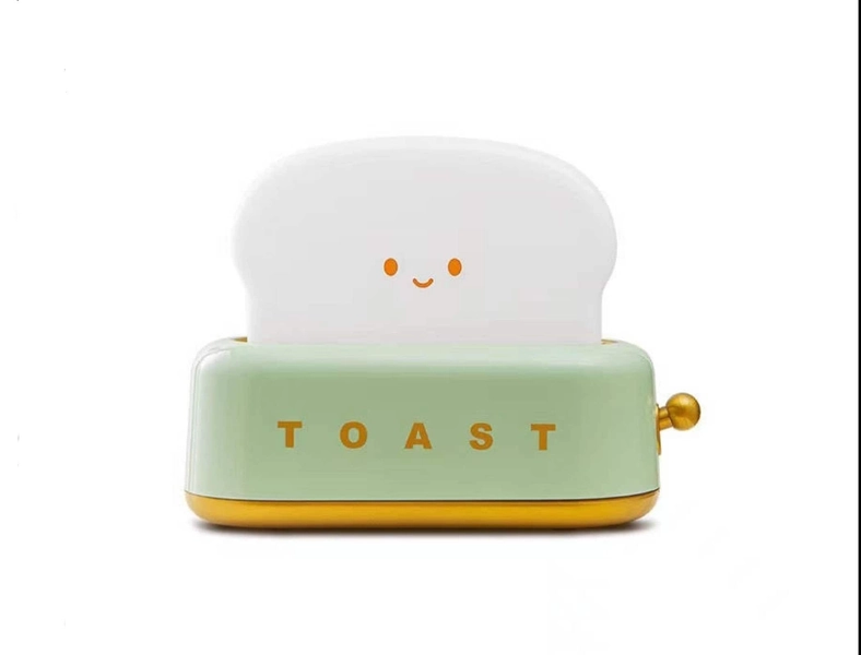 Super Cute Desk Decor Toaster Lamp Rechargeable Small Lamp With Smile Face Toast Bread Cute Toaster Shape