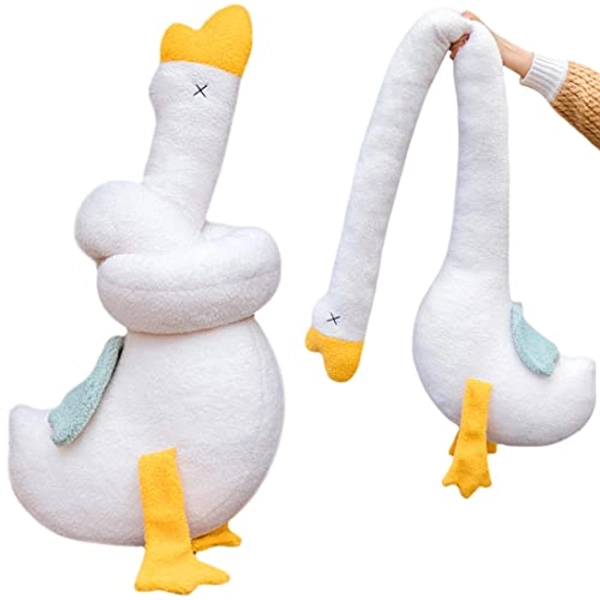 ELAINREN Giant Swan Stuffed Animal Toy with Long Neck, 55Inch White Goose Plush Soft Hugging Body Pillow Home Decor Cushion Easter Cute Duck Goose Plushie Dolls Gifts for Kids Xmas - Goose01